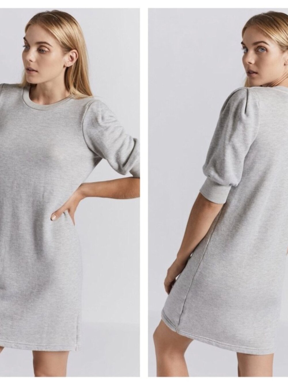 Current/Elliot The Pleat Sweatshirt Dress, Gray, Size XS